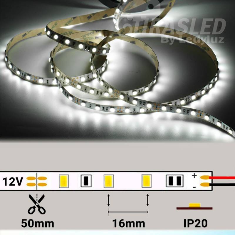 Tira Led V W M Leds M Smd Ip Luz Blanca K Longtitud