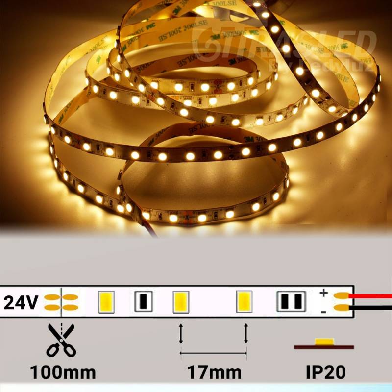 Metro tira LED 24V 5050 IP20 con 60 Leds metro luz muy cálida 2700K