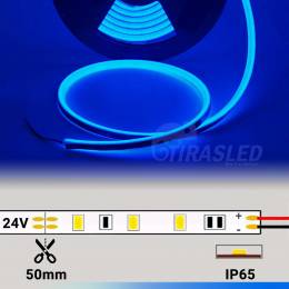 Rollo de Neón Flex LED 24V 14,5W IP65 Alta Potencia Luz Azul encendido con medidas de corte