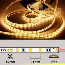 Tira LED 4,8W/m 12V 60 LEDs/M 3528 Luz Cálida 2700K con rollo encendido y medidas