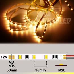 Tira de LED Flexible S 12V 11W IP20 Luz Cálida 3000K encendida y desplegada con medidas