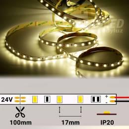 Rollo de Tira LED 24V 14,4W 60 LEDs/m 5050 4000K encendido y con medidas de corte