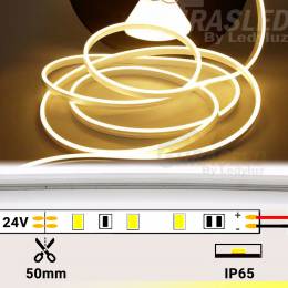 Ficha técnica neón LED flexible 6mm con una medida 6x13mm a 24V de 14W.