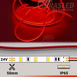 Neón LED Flexible 6*13mm 24V 14W IP65 Luz Roja encendida y desenrollada con medidas de corte