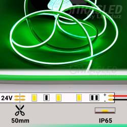 Ficha técnica neón LED 24V 6mm para letras y rótulos a medida en color verde. Luz flexible de neón 6 x 13mm en luz verde.