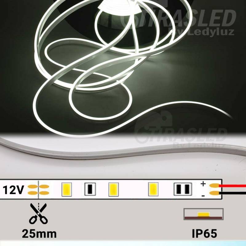 tira nen LED 12V 9,6W/m IP65 flexible mini luz blanca 10*4mm 12V ...