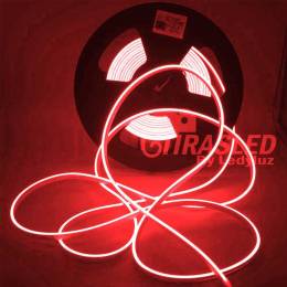Neón LED flexible mini 4mm en color de luz roja 12V 9,6W. Neón flex 4mm para letras y rótulos a medida en luz roja.