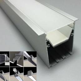 Perfil aluminio arquitectural grande para tiras y placas LED.