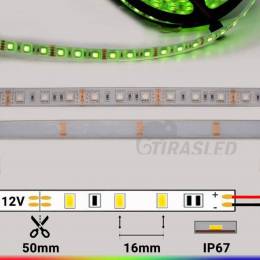 Rollo 5 metros Tira LED 12V 14,4W IP67 RGB Cambio Color con medidas de corte