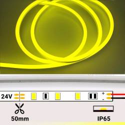 Ficha técnica neón LED luz amarillo 6mm 24V corte cada 5mm de 14W flexible medidas.