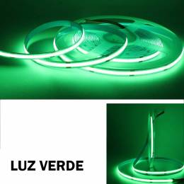 Tira de LED 24V línea continua luz verde, 10W por cada metro lineal IP20 para interior. Cinta LED luz verde sin puntos 24V.