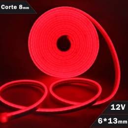 Rollo de 10 metros de neón LED de color rojo 6mm con corte menor de 1 cm.