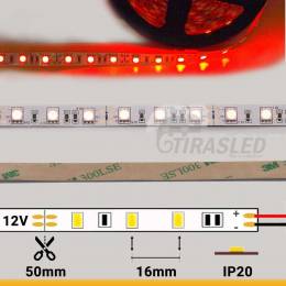 Tira LED naranja a 12V para interior 14,4W 60 LEDs por metro.