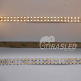 3 muestras de TIRA LED DOBLE 24V 19,2W 240 LEDs/M 3528 3000K encendido, apagado y adhesivo